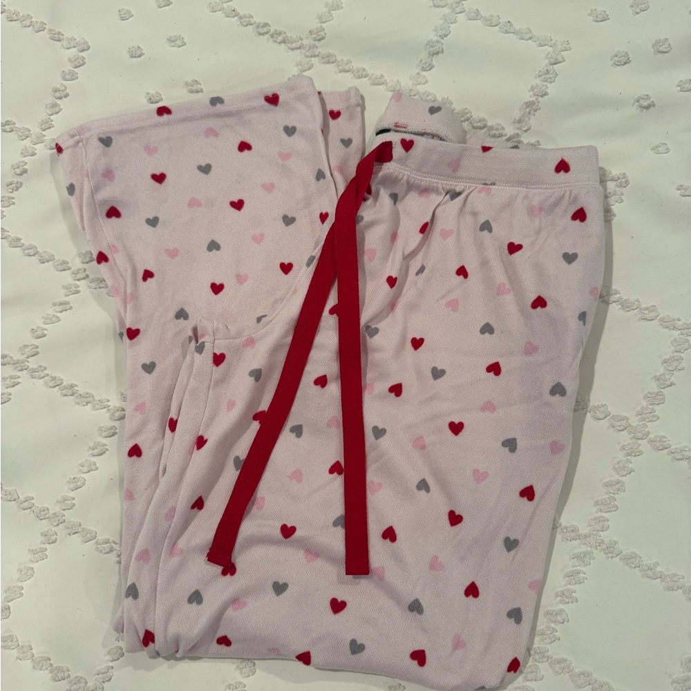 Laura Ashley Heart Pattern Pajama Top with Pink and Gray Accents